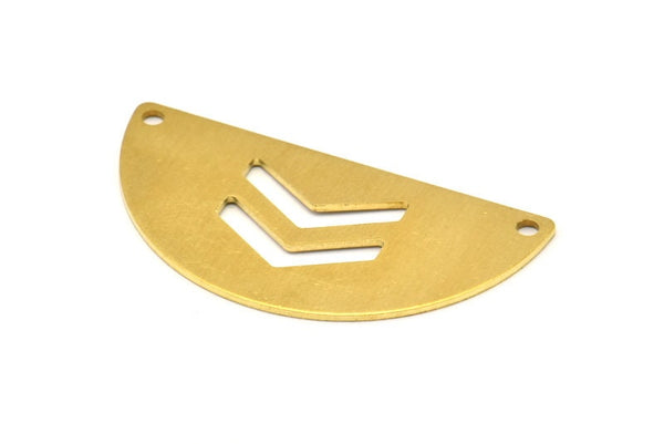 Brass Circle Blank, 12 Raw Brass Semi Circle Blanks With 2 Holes (40x20x0.80mm) A0940