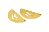 Brass Circle Blank, 12 Raw Brass Semi Circle Blanks With 2 Holes (40x20x0.80mm) A0940