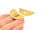 Brass Circle Blank, 12 Raw Brass Semi Circle Blanks With 2 Holes (40x20x0.80mm) A0940