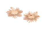 Rose Gold Sun Charm, Rose Gold Plated Brass Sunshine Charm Pendants With 1 Loop, Earrings (35x33mm) N0740 Q0808