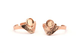 Rose Gold Ring Settings, 2 Rose Gold Plated Brass Adjustable Sunrise Rings - Pad Size 6mm N0737 Q0814
