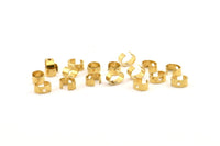 Brass Crimp End, 200 Raw Brass Oval Cap Connectors With 1 Hole, Findings (6x5mm) D1033
