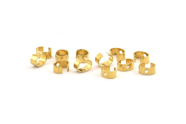 Brass Crimp End, 200 Raw Brass Oval Cap Connectors With 1 Hole, Findings (6x5mm) D1033
