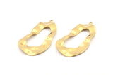 Brass Drop Charm, 8 Raw Brass Irregular Charms With 1 Loop, Earrings, Pendants, Findings (42x21x0.60mm) D1226