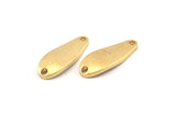 Brass Irregular Charm, 10 Raw Brass Marquise Connectors With 2 Hole, Findings (24x9x1.5mm) D1080