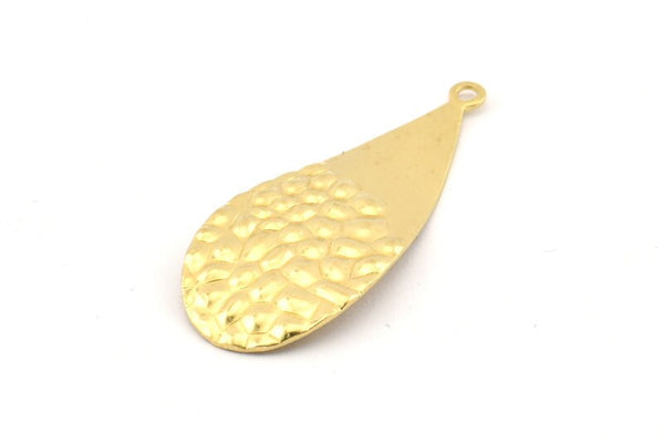 Brass Drop Charm, 12 Raw Brass Drop Charms With 1 Loop, Earrings, Findings (35x15x0.60mm) D1086