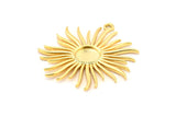 Gold Sun Charm, Gold Plated Brass Sunshine Charm Pendants With 1 Loop, Earrings (35x33mm) N0740 Q0808