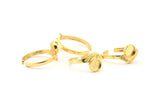 Gold Ring Settings, 2 Gold Plated Brass Adjustable Sunrise Rings - Pad Size 6mm N0738 Q0815