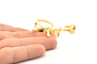 Gold Ring Settings, 2 Gold Plated Brass Adjustable Sunrise Rings - Pad Size 6mm N0738 Q0815