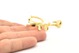 Gold Ring Settings, 2 Gold Plated Brass Adjustable Sunrise Rings - Pad Size 6mm N0738 Q0815