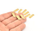 Tiny Rectangle Charm, 50 Raw Brass Rectangle Charm With 1 Hole, Findings (18x6x1mm) D1001