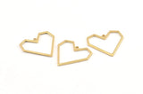 Brass Heart Charm, 24 Raw Brass Heart Charms With 1 Loop, Earrings, findings (20x1mm) D1257