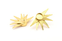 Gold Sun Earring, 2 Gold Plated Brass Sunshine Stud Earrings - Pad Size 8mm N0700 Q0819
