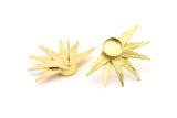 Gold Sun Earring, 2 Gold Plated Brass Sunshine Stud Earrings - Pad Size 8mm N0700 Q0819