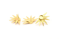 Gold Sun Earring, 2 Gold Plated Brass Sunshine Stud Earrings - Pad Size 8mm N0700 Q0819