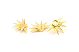 Gold Sun Earring, 2 Gold Plated Brass Sunshine Stud Earrings - Pad Size 8mm N0700 Q0819