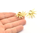 Gold Sun Earring, 2 Gold Plated Brass Sunshine Stud Earrings - Pad Size 8mm N0700 Q0819