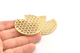 Brass Round Charm, 2 Hammered Raw Brass Pizza Slice Charms With 2 Holes, Pendants, Connectors (45x1mm) D1030