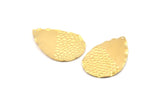 Brass Drop Charm, 8 Raw Brass Drop Charms With 1 Hole, Findings (44x29x0.60mm) D1002