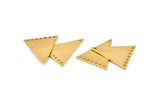 Brass Triangle Charm, 10 Raw Brass Triangle Connectors With 8 Holes, Earrings, Findings (26x23x1mm) D1180