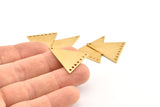 Brass Triangle Charm, 10 Raw Brass Triangle Connectors With 8 Holes, Earrings, Findings (26x23x1mm) D1180