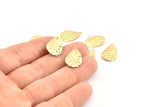 Brass Drop Charm, 24 Raw Brass Drop Charms With 1 Hole, Findings (18x12x0.60mm) D1034