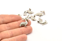 Silver Pelican Charm, 4 Antique Silver Plated Brass Pelican Charm Earrings With 1 Loop, Pendants, Findings (20mm) N0897
