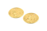 Brass Coin Charm, 50 Raw Brass Coin Charms With 1 Hole, Earring Findings (18x0.60mm) D1245
