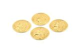 Brass Coin Charm, 50 Raw Brass Coin Charms With 1 Hole, Earring Findings (18x0.60mm) D1245
