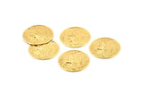 Brass Coin Charm, 50 Raw Brass Coin Charms With 1 Hole, Earring Findings (18x0.60mm) D1245