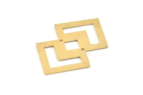 Brass Irregular Charm, 6 Raw Brass Irregular Connectors With 2 Holes, Findings, Pendants (42x28x0.60mm) D954