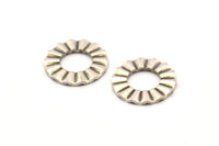 Silver Ring Charm, 8 Antique Silver Plated Brass Wavy Round Connectors Without Hole, Findings (18x1mm) D893