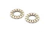 Silver Ring Charm, 8 Antique Silver Plated Brass Wavy Round Connectors Without Hole, Findings (18x1mm) D893