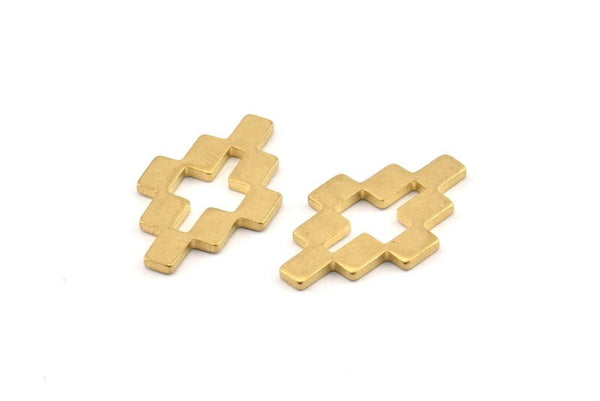 Brass Puzzle Blank, 24 Raw Brass Necklace Connectors, Earrings, Findings (12x20x1.2mm) D952