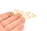 Brass Heart Charm, 50 Raw Brass Heart Connectors, Findings (11x14x1mm) D1195