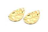 Brass Drop Charm, 4 Raw Brass Wavy Drop Charms With 1 Hole, Findings (44x29mm) D1011