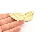 Brass Drop Charm, 4 Raw Brass Wavy Drop Charms With 1 Hole, Findings (44x29mm) D1011