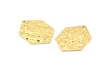 Brass Hexagon Charm, 12 Hammered Raw Brass Hexagon Charms With 1 Hole, Findings (29x21x1mm) D1019