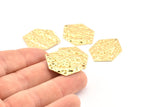 Brass Hexagon Charm, 12 Hammered Raw Brass Hexagon Charms With 1 Hole, Findings (29x21x1mm) D1019