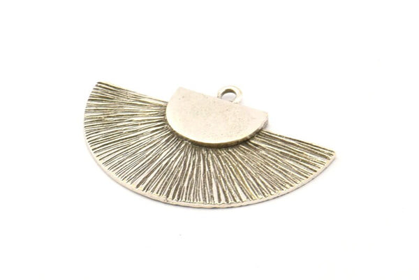 Silver Medal Charm, Antique Silver Plated Brass Badge Charm Pendants With 1 Loop, Earrings, Findings (35x20mm) N0791