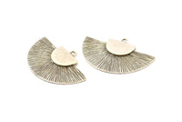 Silver Medal Charm, Antique Silver Plated Brass Badge Charm Pendants With 1 Loop, Earrings, Findings (35x20mm) N0791