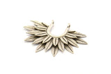 Silver Sunflower Charm, 2 Antique Silver Plated Brass Flower Pendants With 2 Loops, Findings (38x26mm) N0817