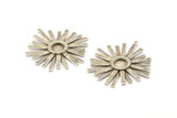 Silver Sun Charm, Antique Silver Plated Brass Sunshine Charms With 1 Loop, Pendants, Earrings (43x39x0.80mm) N0723