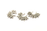 Silver Sun Pendant, 2 Antique Silver Plated Brass Textured Sunshine Charms With 2 Loops (22x30mm) N0815