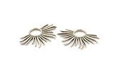 Silver Sun Charm, 4 Antique Silver Plated Brass Sun Charms, Pendants, Earrings, Findings  (33x20mm) N0782