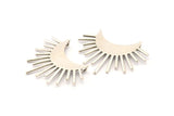 Moon and Sun, 2 Antique Silver Plated Brass Crescent Moon and Semi Sun Ethnic Pendants With 2 Loops, Findings (37x21x0.80mm) N0976 H0964