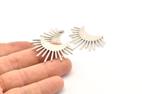 Moon and Sun, 2 Antique Silver Plated Brass Crescent Moon and Semi Sun Ethnic Pendants With 2 Loops, Findings (37x21x0.80mm) N0976 H0964