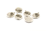 Silver Tree Charm, 2 Antique Silver Plated Brass Tree Charm Earrings With 1 Loop, Pendants, Findings (16x18mm) N0886
