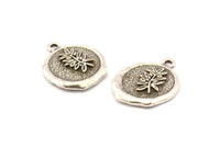 Silver Leaf Charm, 2 Antique Silver Plated Brass Leaf Charm Earrings With 1 Loop, Pendants, Findings (16x18mm) N0887