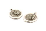 Silver Leaf Charm, 2 Antique Silver Plated Brass Leaf Charm Earrings With 1 Loop, Pendants, Findings (16x18mm) N0887